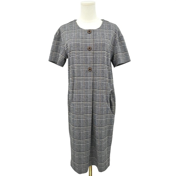 Dresses & Skirts - Dark Academia Shift Tunic‎ Dress 38 M Plaid Heritage Chic Earthy Pleats Layering
